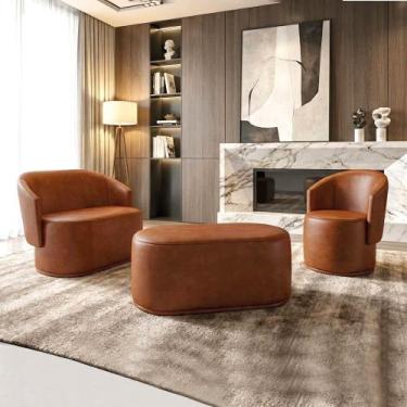 Imagem de Poltrona Kit 2 e Puff Orgânico Malu Max Sintético PU M11 - D Rossi - D