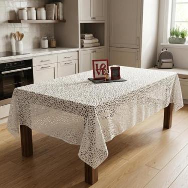 Imagem de Plástico para Mesa Toalha PVC Impermeável Renda em Relevo Retangular 2