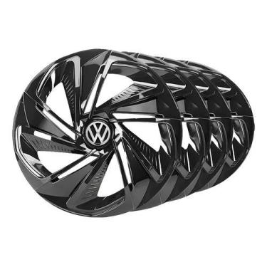 Imagem de Jogo 4 Calotas Aro 13 Nitro Black Vw Voyage Parati Gol Preto - Preto -