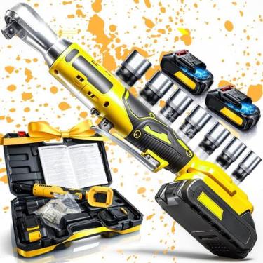 Imagem de Chave de Catraca Elétrica 21V com 2 Baterias Recarregáveis, Torque Pro