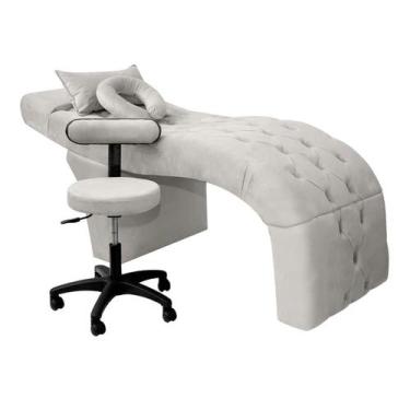 Imagem de Maca Estética Bela E Mocho Para Extensão De Cílios Veludo Bege Claro -