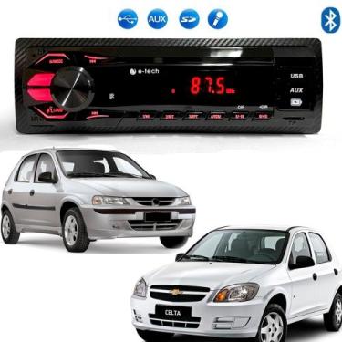 Imagem de Radio Mp3 Som Automotivo Bluetooth Usb Card Sd Celta Prisma - E-TECH