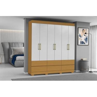 Imagem de Roupeiro Casal Marrocos 06 portas 06 Gavetas - Cinamomo/Off White Aram