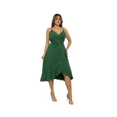 Imagem de Vestido Envelope Midi com Regulador em Tecido Viscolinho - Lajma Store