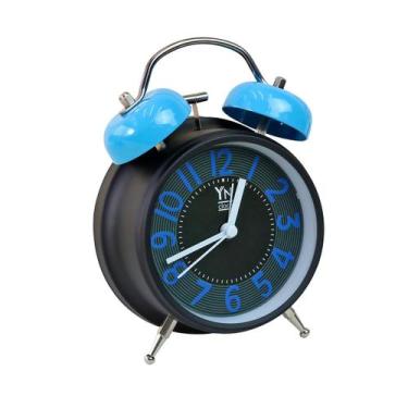 Imagem de Relógio despertador de  mesa metal 16,5cm - Imporiente, Azul
