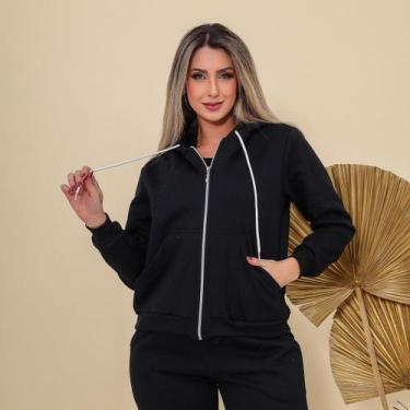 Imagem de Casaco Moletom Feminina Com Capuz E Ziper Manga Longa Inverno - XIAO M