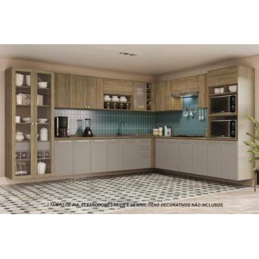 Imagem de Armário de Cozinha Modulada Completa de Canto 18 peças 3,79x2,88m 211 