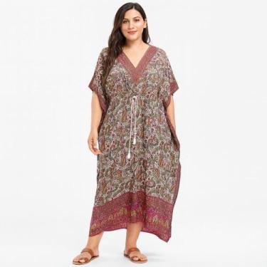 Imagem de Vestido Indiano Kaftan Estampa - Loja da Índia