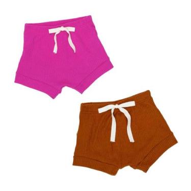 Imagem de Kit 2 Bermudas Shorts Curto Tapa Fraldas Bebê Baby Unissex - Fofotinho