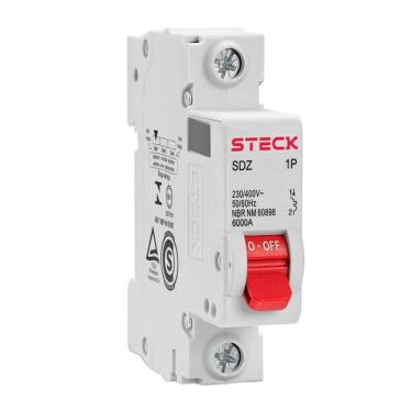 Imagem de Disjuntor Steck SDZD61C50 - DIN 1P 50A Curva C 6kA Branco CEMIG