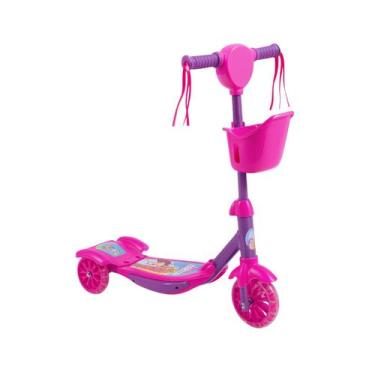 Imagem de Patinete Infantil 3 Rodas Dmr Radical Até 35kg Com Cestinho E Led, Ros