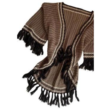 Imagem de Blusa Feminina de Tricot Manga longa - Multmix, Marrom, Tamanho Único