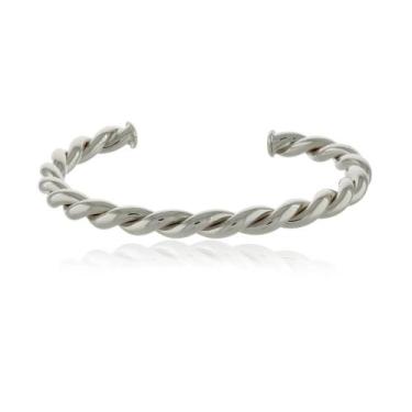 Imagem de Bracelete Tubo Torcido - Ródio - Via Acessorios