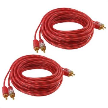 Imagem de Kit 2 Cabo Rca 5 Metros Injetado para Som Automotivo Áudio profissiona
