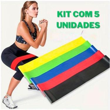 Imagem de Kit 5 Faixas Mini Band Elásticas Para Exercícios Multifuncional / Yoga