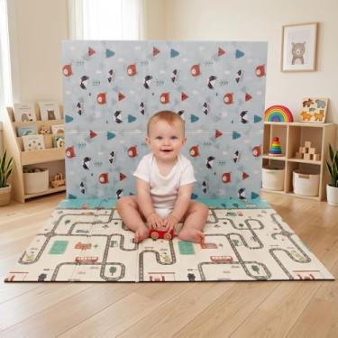 Imagem de Tapete de Atividades Infantil Dobrável XPE Térmico Isolante Emborrachado Dupla Face Playmat Grande 150x200cm Macio Antiderrapante Tatame para Criança e Bebê Engatinhar 8mm