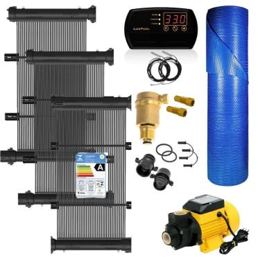 Imagem de Kit Aquecimento Solar para Piscinas Acquaclean Até 10m2 Ou 14000L com Controlador Digital e Capa Térmica KS Aquecedores