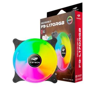 Imagem de Cooler Fan Gamer 120mm ARGB 6 Pinos 12V DC F9-L170RGB Preto - C3 Tech
