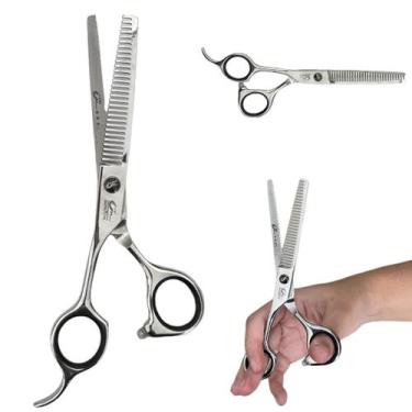 Imagem de Tesoura Para Canhoto Desfiadeira Profissional Barbeiro 6.0 - Umi