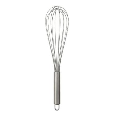 Imagem de Batedor de Ovos Inox Fouet Utensílio de Cozinha com Arames Resistentes para Misturar e Preparar Confeitaria Prata Ke