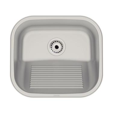 Imagem de Tanque Hera Compact 19L de Sobrepor Aço Inox Acetinado com Esfregador Prata Tramontina 35CM