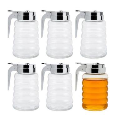 Imagem de Kit 6 Meleira Pote Porta Mel de Vidro com Tampa de Metal 280ml Lyor