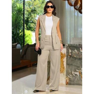 Imagem de Conjunto Calça Pantalona e Colete Empório PitBull 95666 COR:BEGETAMANH