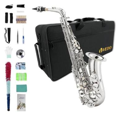 Imagem de Saxofone Alto Mi Bemol Vedo Laqueado Completo Com Estojo Boquilha, Pra