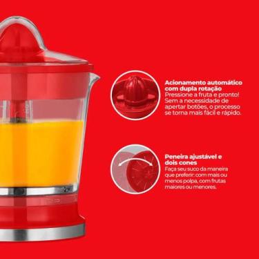 Imagem de Espremedor Turbo 50W com Jarra de 1,2 Litros Vermelho - Kian