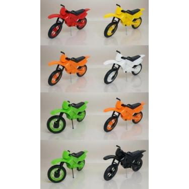 Imagem de Kit 10 Mini Moto Trilha Plástico Colorido 20cm - Congratulations Store