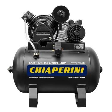 Imagem de Compressor de Ar CJ15+ APV-150Lts Monofásico 175 PSI 12.3 BAR com Bloco em Ferro Fundido e Reservatório Horizontal