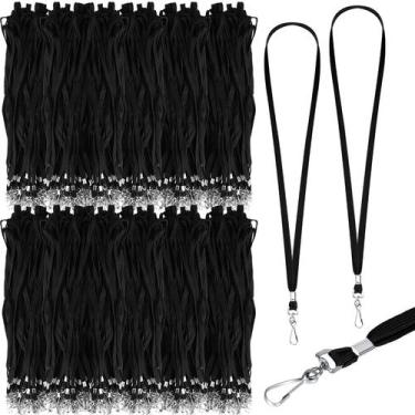 Imagem de Cordões de Identificação Wesnoy 500 Unidades Preto 48 cm com Gancho Gi