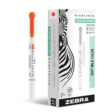 Imagem de Zebra Pen Conjunto de marcadores de texto de ponta dupla Mildliner, pontas largas e finas, ideal para realce da Bíblia, sem sangramento, tinta de calêndula suave, pacote com 12 (78490upc)