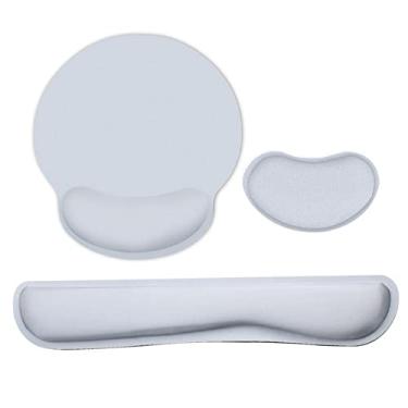 Imagem de Descanso de pulso,Ergonômico Memory Foam Teclado Descanso de Pulso Rato Descanso de Pulso Conjunto de Mouse Pad com Tecido de Lycra Base de Borracha Antiderrapante Cinza