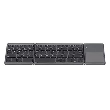 Imagem de Teclado portátil, teclado dobrável de modo duplo recarregável ultrafino para celular para tablet (preto)