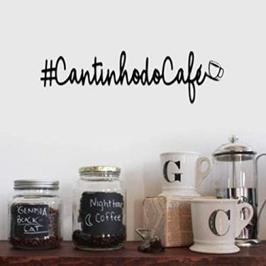 Imagem de Placa Aplique de Parede Frase Decorativa #Cantinho do Café Xícara Cozinha Decoração Enfeite MDF Preto