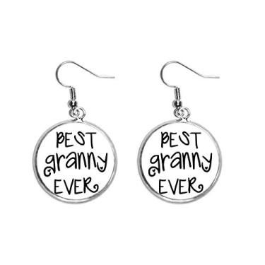 Imagem de Best Grandny Ever Citações Family Bless Ear Pendente prata brinco joia feminina