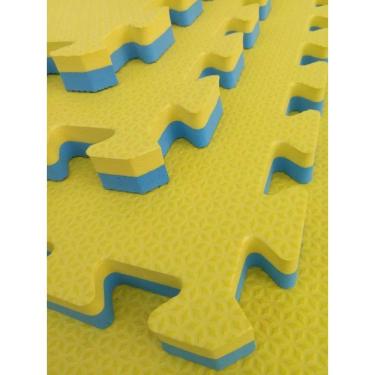 Imagem de Kit com 10 Tatames Dupla Face Azul com Amarelo 50x50x2cm