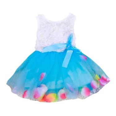 Imagem de Vestido Tutu Balé Meninas Tule Petalas De Flores