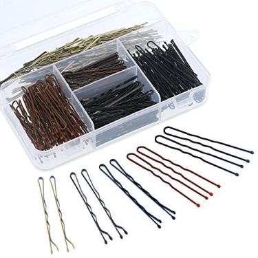 Imagem de Kit de 2 pinos de cabelo Swpeet 360 peças, incluindo 216 pçs Bobby Pins e 144 pçs U grampos de cabelo com caixa de armazenamento para meninas e mulheres, dourado, marrom e preto