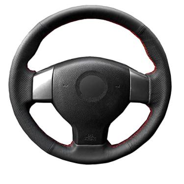 Imagem de JEZOE Capa de volante costurada à mão em couro, para Nissan Tiida 2004-2010 Sylphy 2006-2011 Versa 2007-2011 Versa Note 2007-2012
