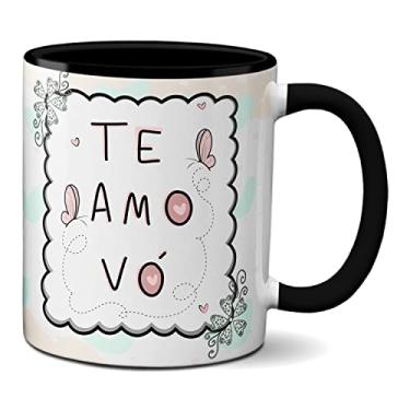 Imagem de Caneca Fofa Para Presente Feliz Dia Dos Avós Te Amo Vó (Preta)