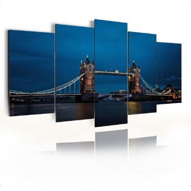 Imagem de Quadro Mosaico 105X60Cm Mod151 Ponte Londres Noite 5Pçs
