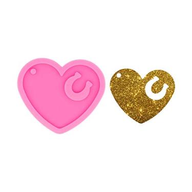 Imagem de Angel Wings Moldes de Silicone para Chaveiro de Coração Brilhante e Ferradura