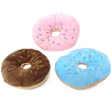 Imagem de HONBAY 3 pçs formato de donut plush gato gato gatinho almofadas interativas presentes de gato para amantes de gatos