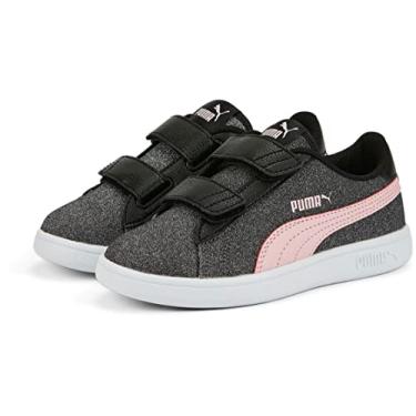 Imagem de PUMA - Kids Puma Smash V2 Glitz Glam with Fastner Shoe, Size: 2.5 M US Little Kid, Color: Puma Black/Almond Blossom