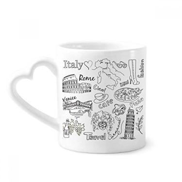 Imagem de Caneca de desenho de viagem famosa paisagem italiana café cerâmica copo de coração de vidro