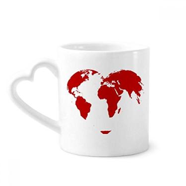 Imagem de Coração vermelho mapa do mundo dia dos namorados caneca café cerâmica copo coração vidro
