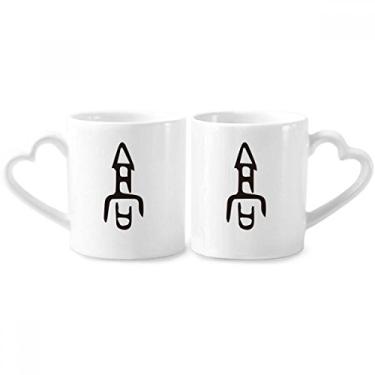 Imagem de Conjunto de canecas de porcelana com inscrição de osso sobrenome chinês personagem Gao casal conjunto de canecas de cerâmica para amantes de coração