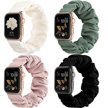 Imagem de Recoppa Pulseira feminina para Apple Watch Series 9, 8, 7, 6, 5, 4, 3, 2, 1 SE, 4 unidades, compatível com Apple Watch Series 9, 8, 7, 6, 5, 4, 3, 2, 1 SE, 3, 2, 1 SE, 3, 2 e SE, compatível com Apple Watch Series 9, 8, 7, 6, 5, 4, 3, 2 e 1 SE, 4 pacotes